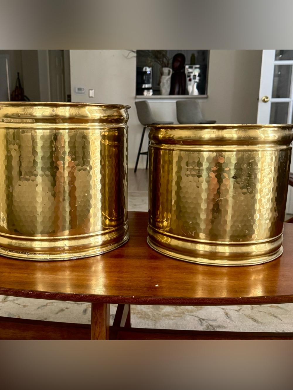 VTG Bristol Brass Copper Hammered Solid Brass Large XL Planters Set of 2